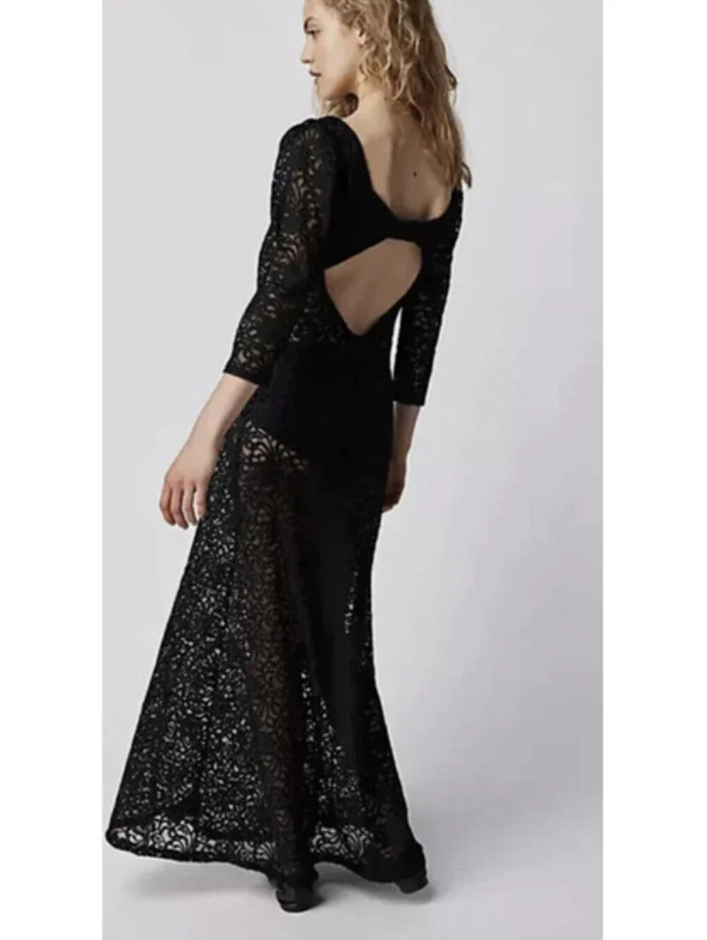 Free People Adored Maxi Dress Black Lace size M $198msrp NWT